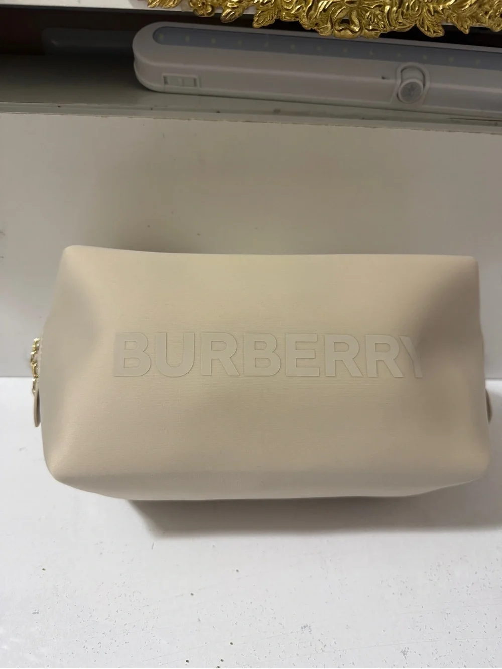 Burberry Beige Leather Pouch. This bag was a VIP gift received from shopping